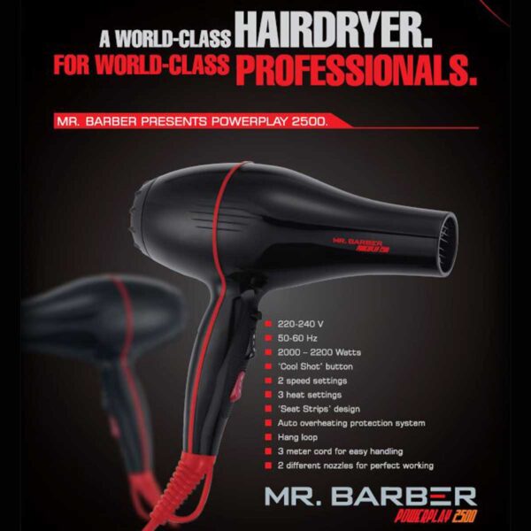 Mr. Barber Power Play Hair Dryer-MB-PP2500 (1 Unit)